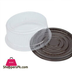 9 Inch Round Cake Container Chiffon Cake Disposable Clear Plastic with Black Base Carry Display Storage Box Pack of  12
