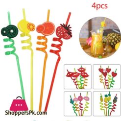 Acrylic Fruit Straws Washable & Reusable Pack of 4
