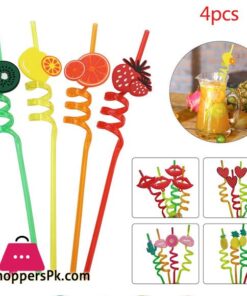 Acrylic Fruit Straws Washable & Reusable Pack of 4