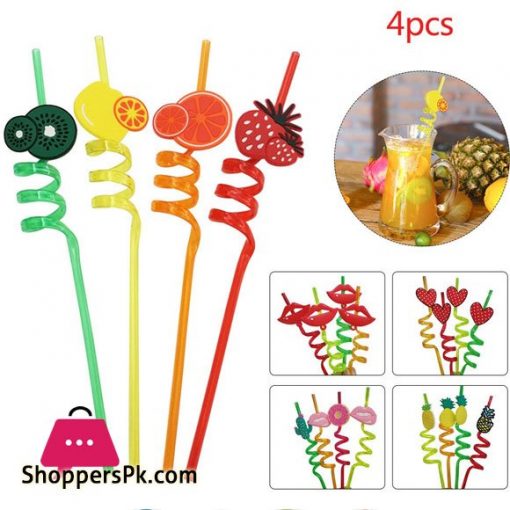 Acrylic Fruit Straws Washable & Reusable Pack of 4