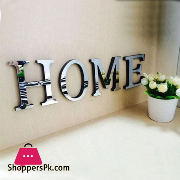 Acrylic Mirror Wall Stickers For Wall Decoration - HOME Alphabet Hight 4 Inch