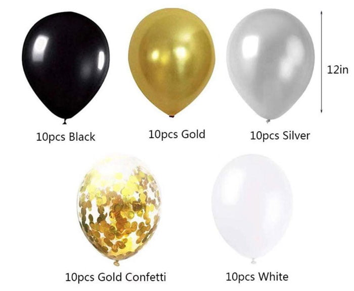 Black Gold White Balloon Birthday Party Decorations Complete Deal