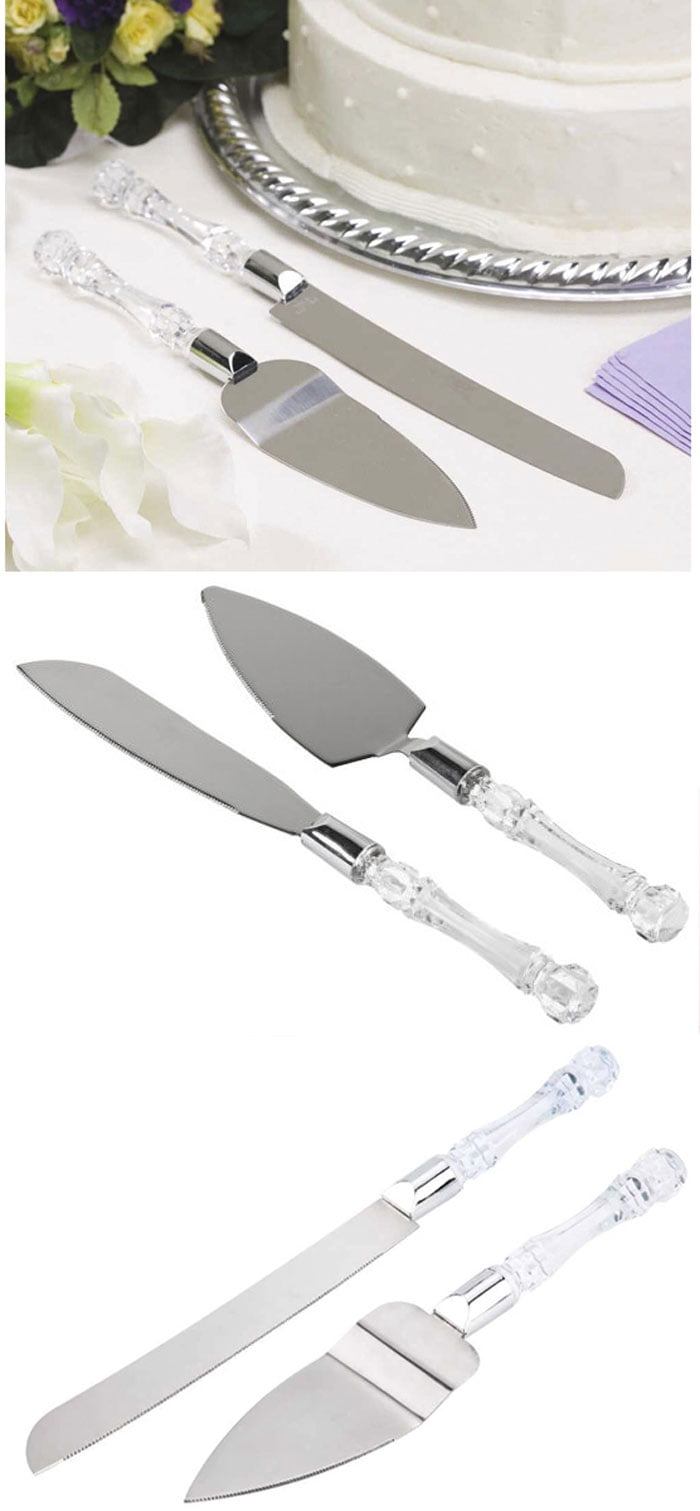 Cake Knife + Spatula Set Serves Steel Cake Acrylic Handle