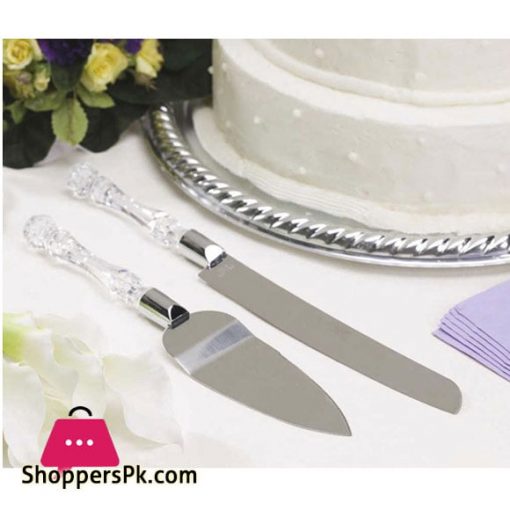 Cake Knife + Spatula Set Serves Steel Cake Acrylic Handle