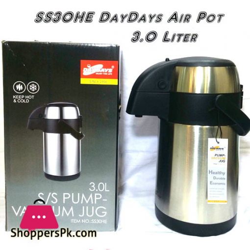 DayDays Air Pot Flask 3.0 Liter S/s Vacuum Jug
