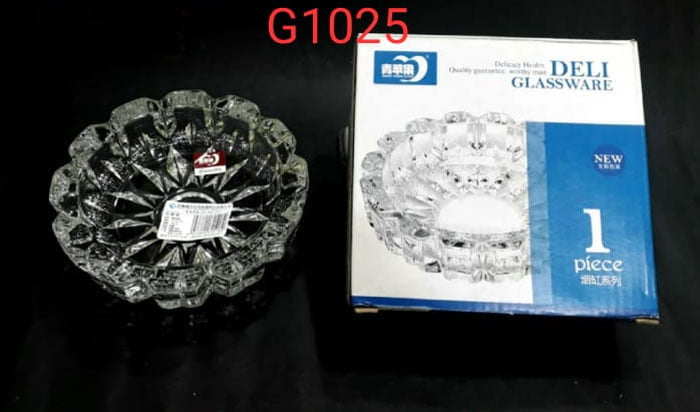 Deli Green Apple Crystal Heavy Glass Ashtray Round 5Inch