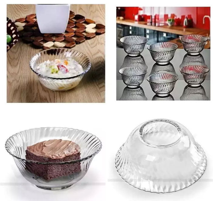 Diamond Fruit Bowls Set Of 6 Glass Crystal 4.5 Inch