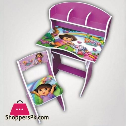 Dora Wooden Study Table & Chair Set For Kids