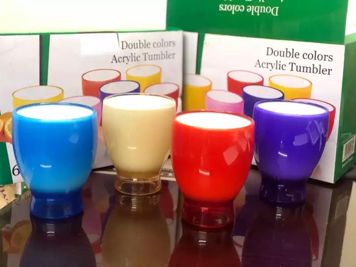 Double Colors Acrylic Tumbler 6 Pcs Glass Set