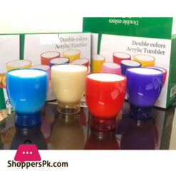 Double Colors Acrylic Tumbler 6 Pcs Glass Set