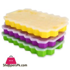 Flexible Silicone Honeycomb 37 Cavity Ice Cube Tray with Lid
