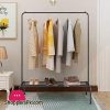 Heavy Duty Garment Racks Indoor Bedroom Clothing Hanger with Top Rod and Lower Storage Shelf 47'' x 65'' (Length x Height) - Black