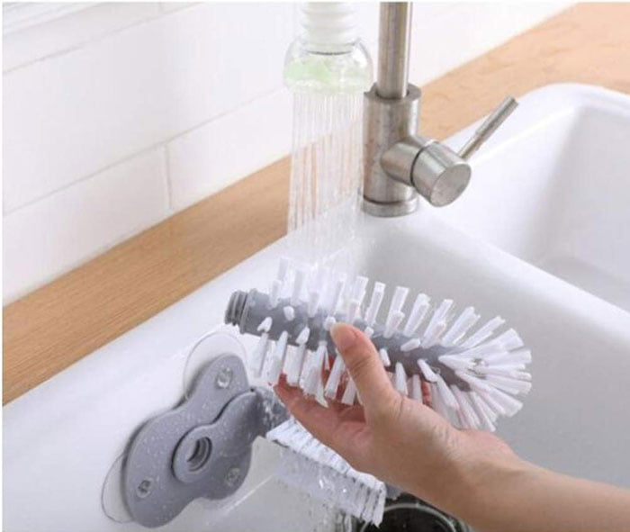 Glass Washer Glass Cup Brush Cleaning Brush with Suction Base for Bar Kitchen Washing Cleaning Tool