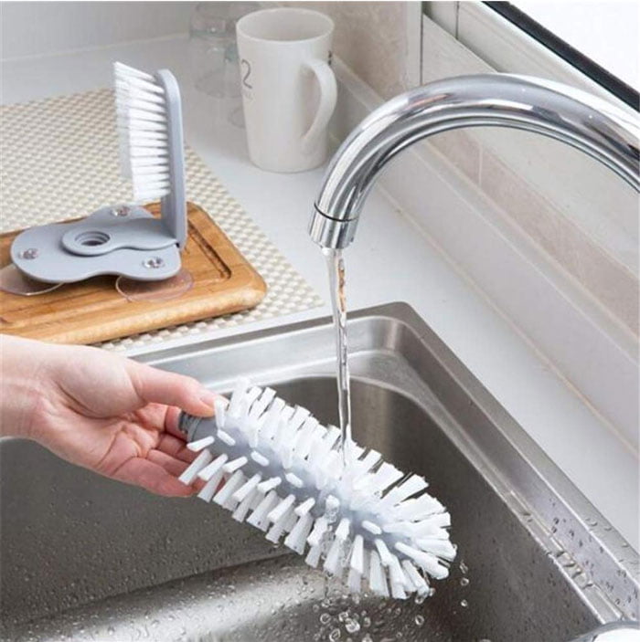 Glass Washer Glass Cup Brush Cleaning Brush With Suction Base For Bar Kitchen Washing Cleaning Tool