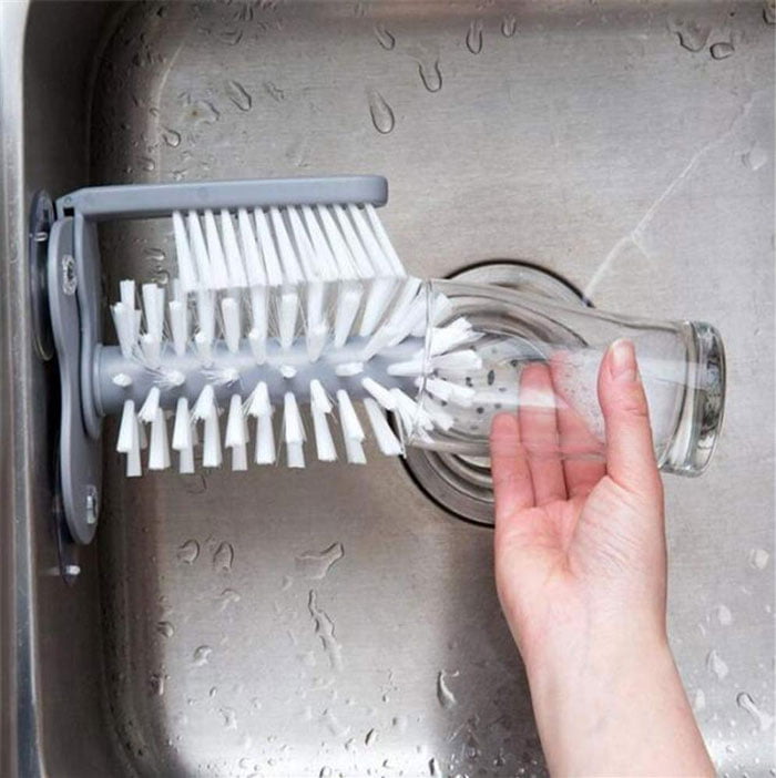 Glass Washer Glass Cup Brush Cleaning Brush With Suction Base For Bar Kitchen Washing Cleaning Tool