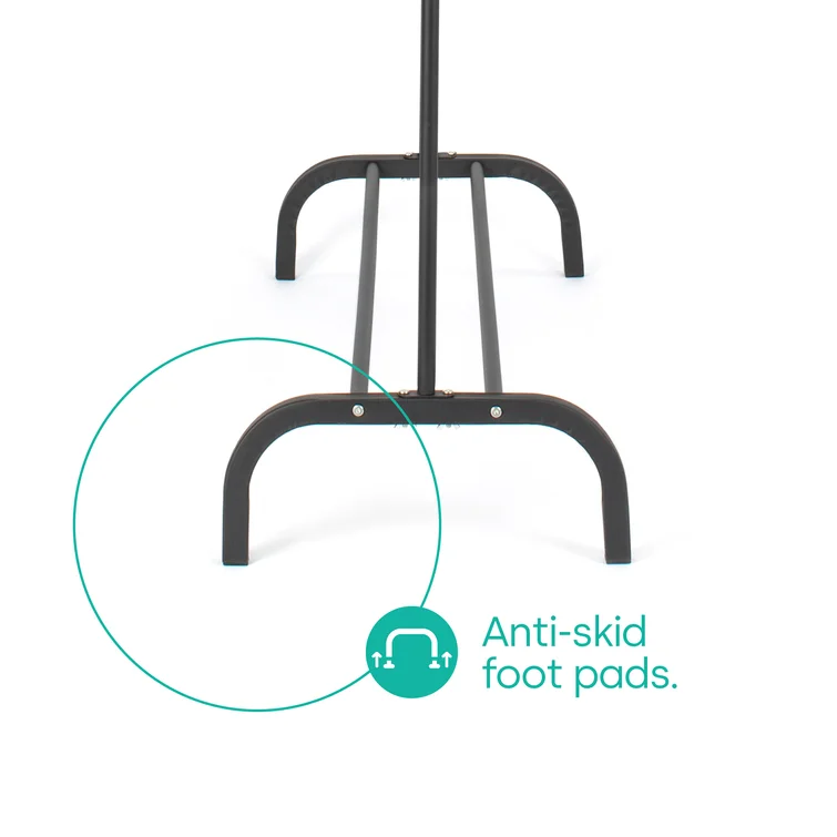 Heavy Duty Garment Racks Indoor Bedroom Clothing Hanger With Top Rod And Lower Storage Shelf 147 X110 X 41Cm - Black