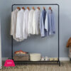 Heavy Duty Garment Racks Indoor Bedroom Clothes Hanger Rack With Top Rod And Lower Storage Shelf 147 X110 X 41Cm - With Wheel