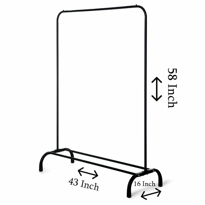 Heavy Duty Garment Racks Indoor Bedroom Clothing Hanger With Top Rod And Lower Storage Shelf 147 X110 X 41Cm - Black