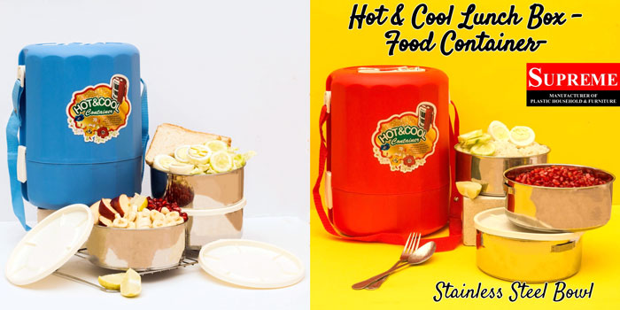 Hot And Cool Insulated Stainless Steel And Stylish Travel And Picknick Purpose Big 3 Containers Lunch Box (4500 Ml)