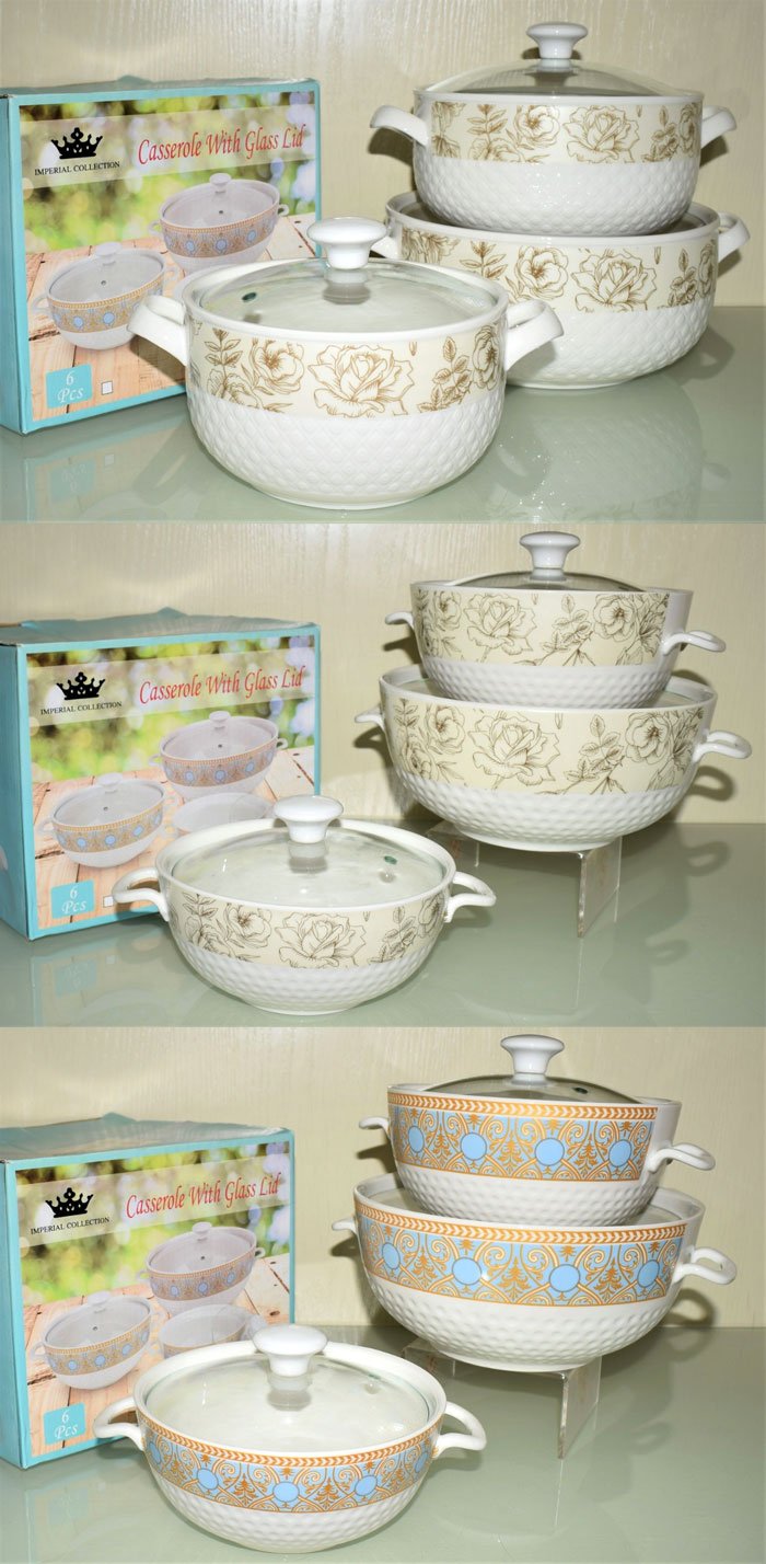 Imperial Collection Casserole With Glass Lid Donga Set Of 3