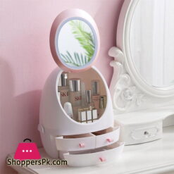 LED HD Mirror Makeup Storage Box Cosmetic Organizer Case