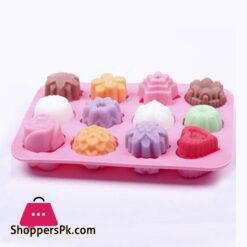 Multipurpose 12 Holes Flowers Silicone Cake Mold Ice Cream Mold Jelly Pudding Mold Chocolate Mold