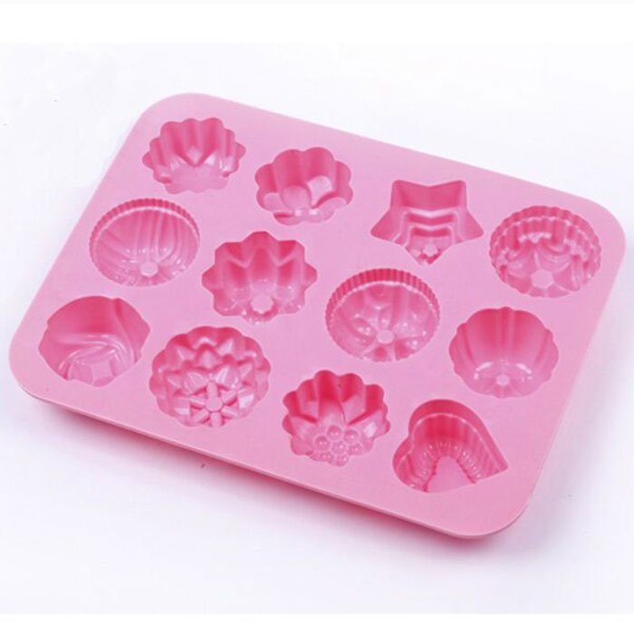 Multipurpose 12 Holes Flowers Silicone Cake Mold Ice Cream Mold Jelly Pudding Mold Chocolate Mold