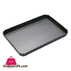 Non-Stick Fluted Rectangular Tart Tin Quiche Pan With Loose Base 31 x 21 x 3 cm