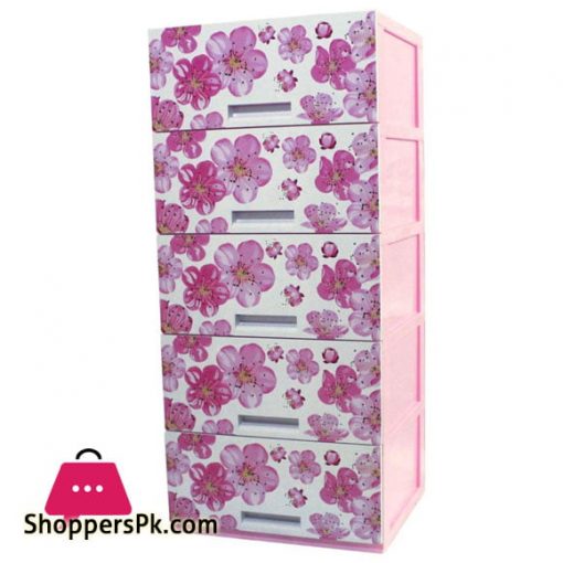 Plastic Drawers Cabinet 5 Layer Flower