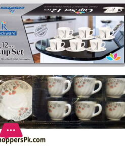 Rockware Opal Glass Marble Cup & Saucer 12 Pcs Set (6 Pcs Cup & 6 Pcs Saucer Set)