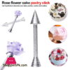 Roses Flower Holder Decoration Pastry Sticks Baking Cone Cream Tools Piping Cake Aluminium Alloy 1 Pcs Rod