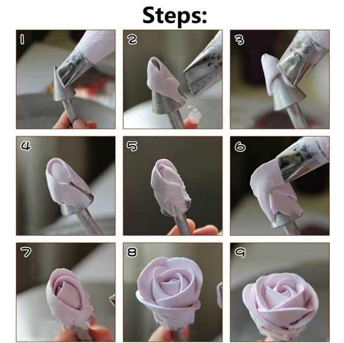 Roses Flower Holder Decoration Pastry Sticks Baking Cone Cream Tools Piping Cake Aluminium Alloy 1 Pcs Rod
