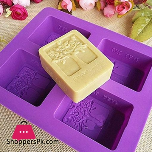 Silicone Tree Shaped Soap Mold Homemade Jelly Ice Cake Chocolate Small Pastry Moulds Bakeware Cake Tools - 4 Count