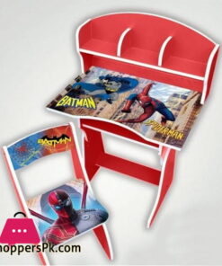 Spider Man Bat Man Wooden Study Table & Chair Set For Kids