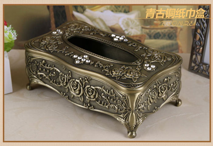Universal Tissue Box Luxury European Pewter Metal (Bronze Color)