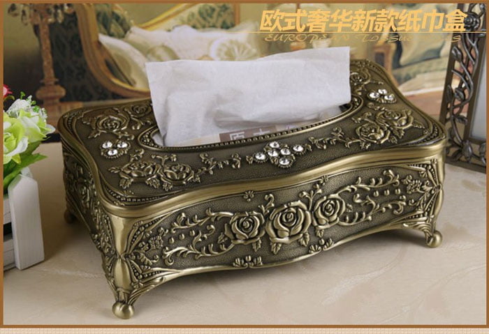 Universal Tissue Box Luxury European Pewter Metal (Bronze Color)