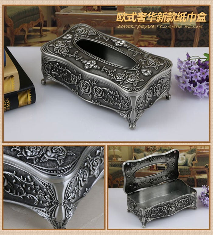 Universal Tissue Box Luxury European Pewter Metal (Pewter Color)
