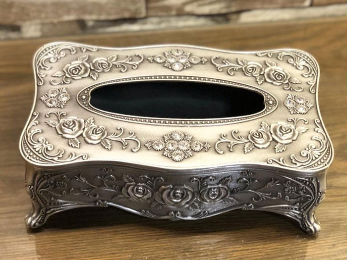 Universal Tissue Box Luxury European Pewter Metal (Pewter Color)