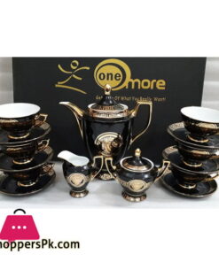 Versace European 15 Pieces Tea Set Bone China Cups and Saucers Black