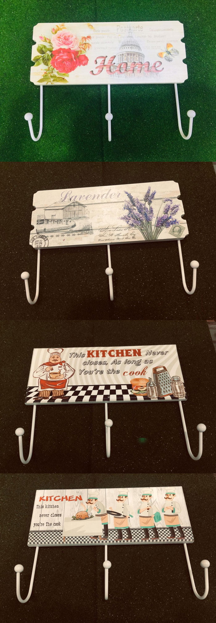 Wood 3 Hook Key Holder