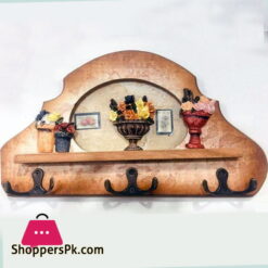 Wood Flower Design Wall Mounted Key Holder 6 Hook