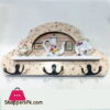 Wood Tea Pot Design Wall Mounted Key Holder 6 Hook 