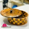 Wooden Brass Hand Crafted Work Wood Checked Hot Pot Roti Box 12 Inch