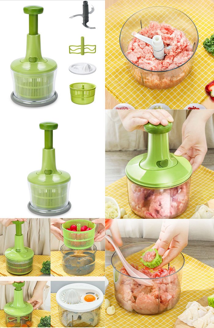 1500Ml Hand Manual Chopper Pull Mashed Vegetable Machine