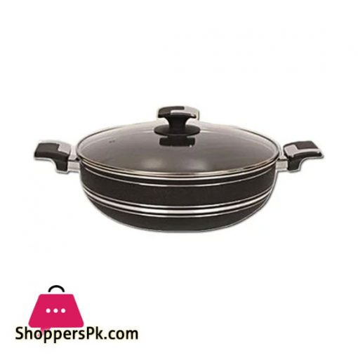 Domestic Non Stick Wok With Glass Lid 28 CM