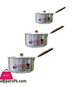 Domestic Sauce Pan With Lid Wooden Handle 3 Piece Set
