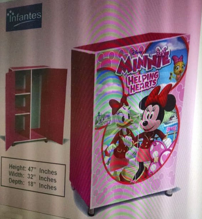 Kids Wooden Wardrobe 2 Door ( Minnie Mouse )