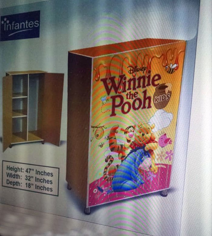 Kids Wooden Wardrobe 2 Door (Winnie The Pooh )
