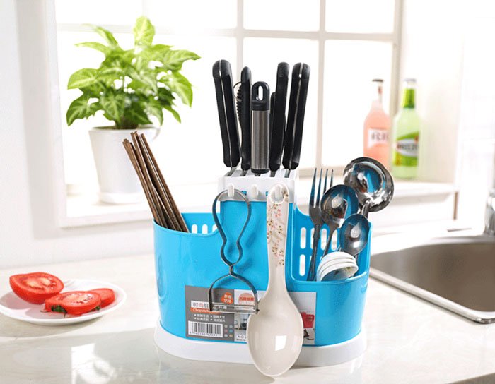 Kitchen Spoon Chopsticks Fork Knife Draining Rack Storage Tool Holder Organizer