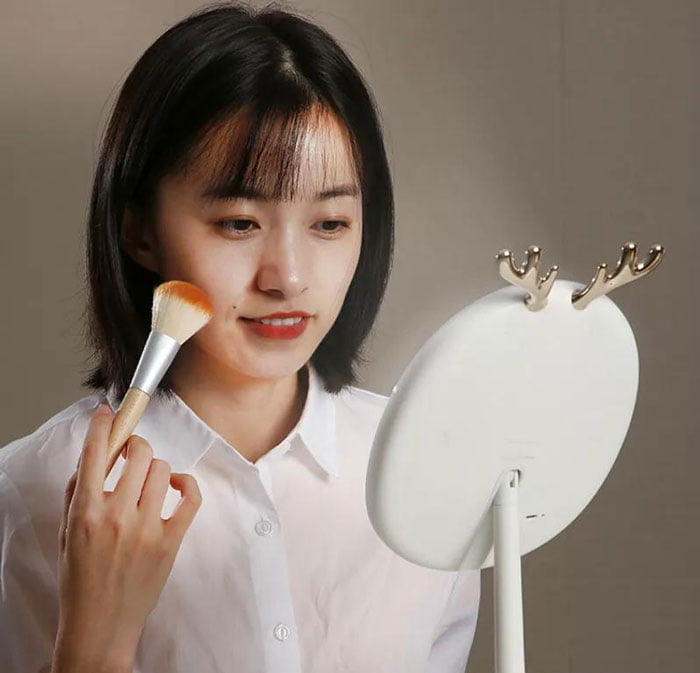 Led Makeup Mirror Desktop With Light Beauty Makeup Portable Mirror 3 Light Options